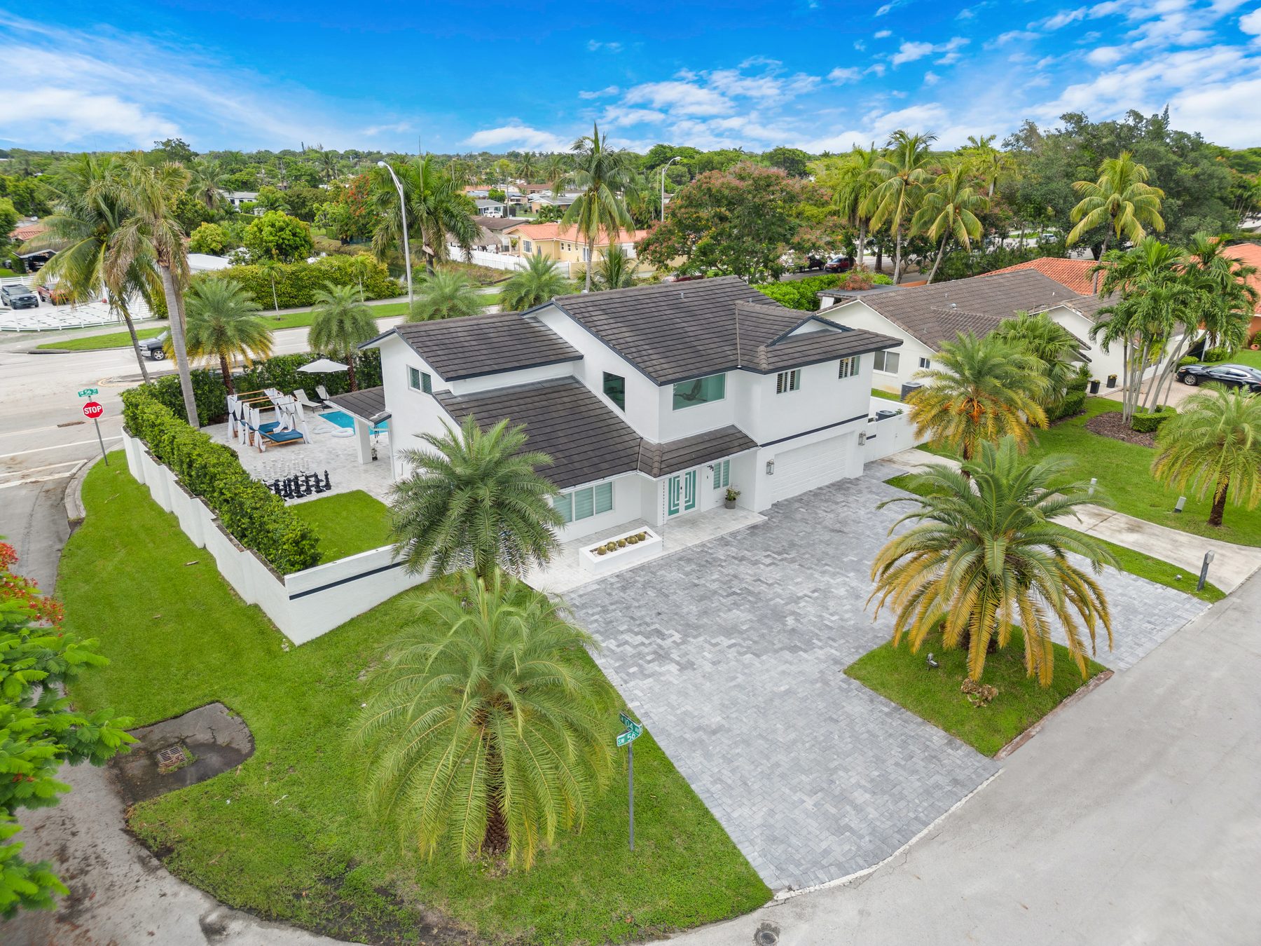 Aerial drone real estate photo of a Miami-Dade home